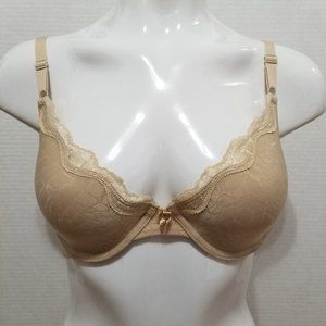 Maidenform bra 34D One Fab Fit Embellished Demi T-Shirt jacquard 09471